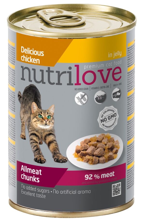 Hrana umeda pentru pisici, Nutrilove, pui in aspic